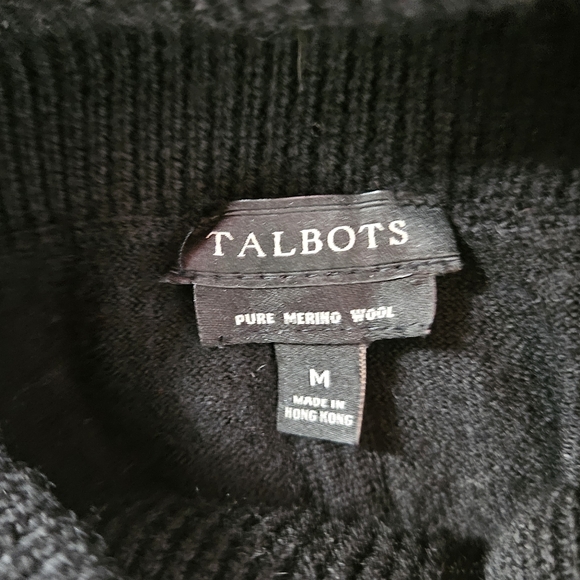 Talbots charcoal black Merino wool tunic turtleneck sweater Womens Medium - Picture 6 of 9